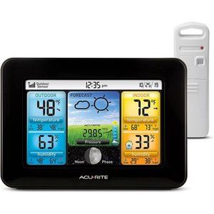 Color Weather Station Forecaster with Temperature, Humidity, (02077M), Black